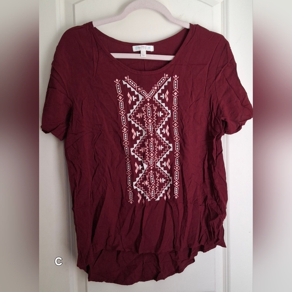 Live fire short sleeve aztec embroidery tops womens size large boho western indi - Picture 2 of 6